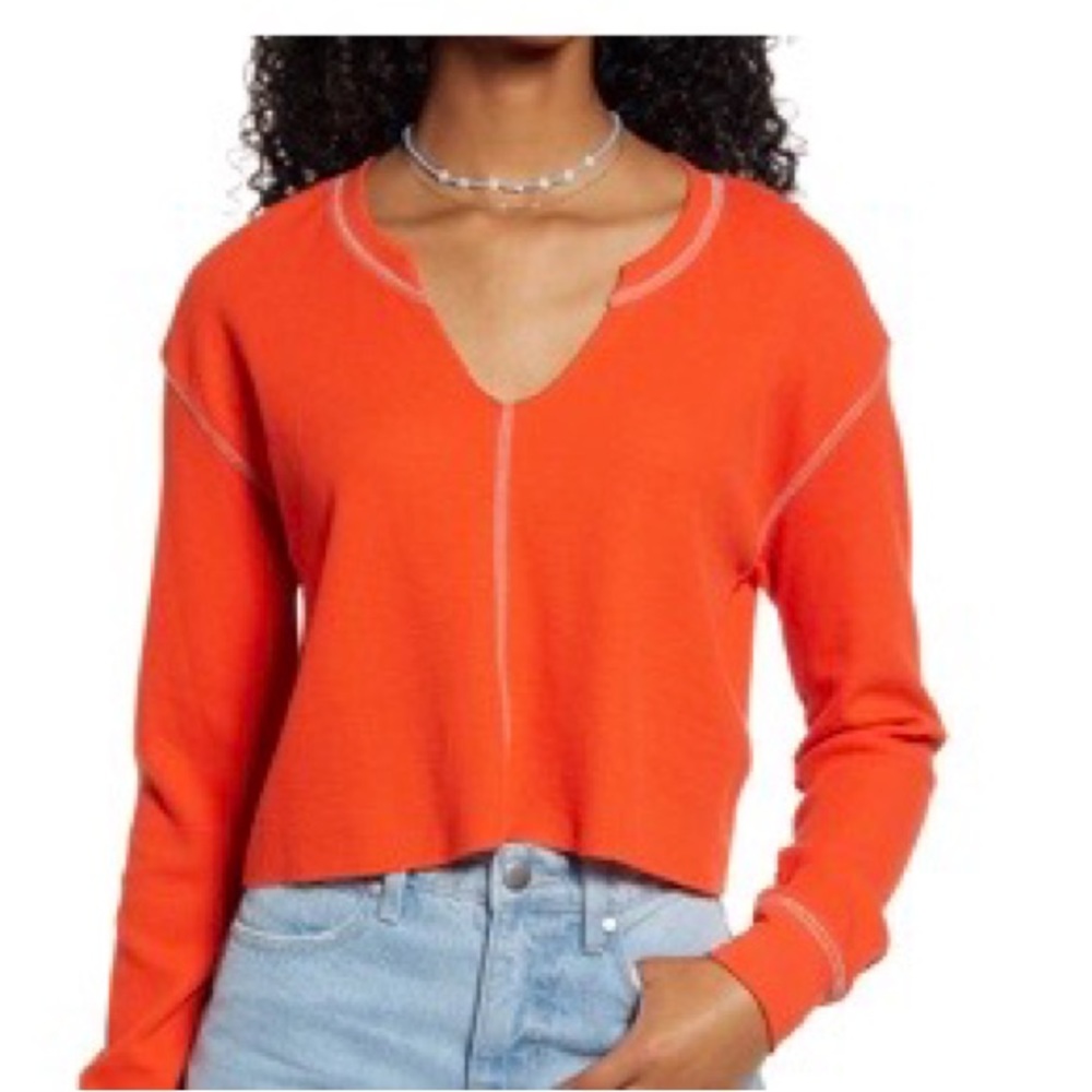 BP orange Henley crop top new with tags